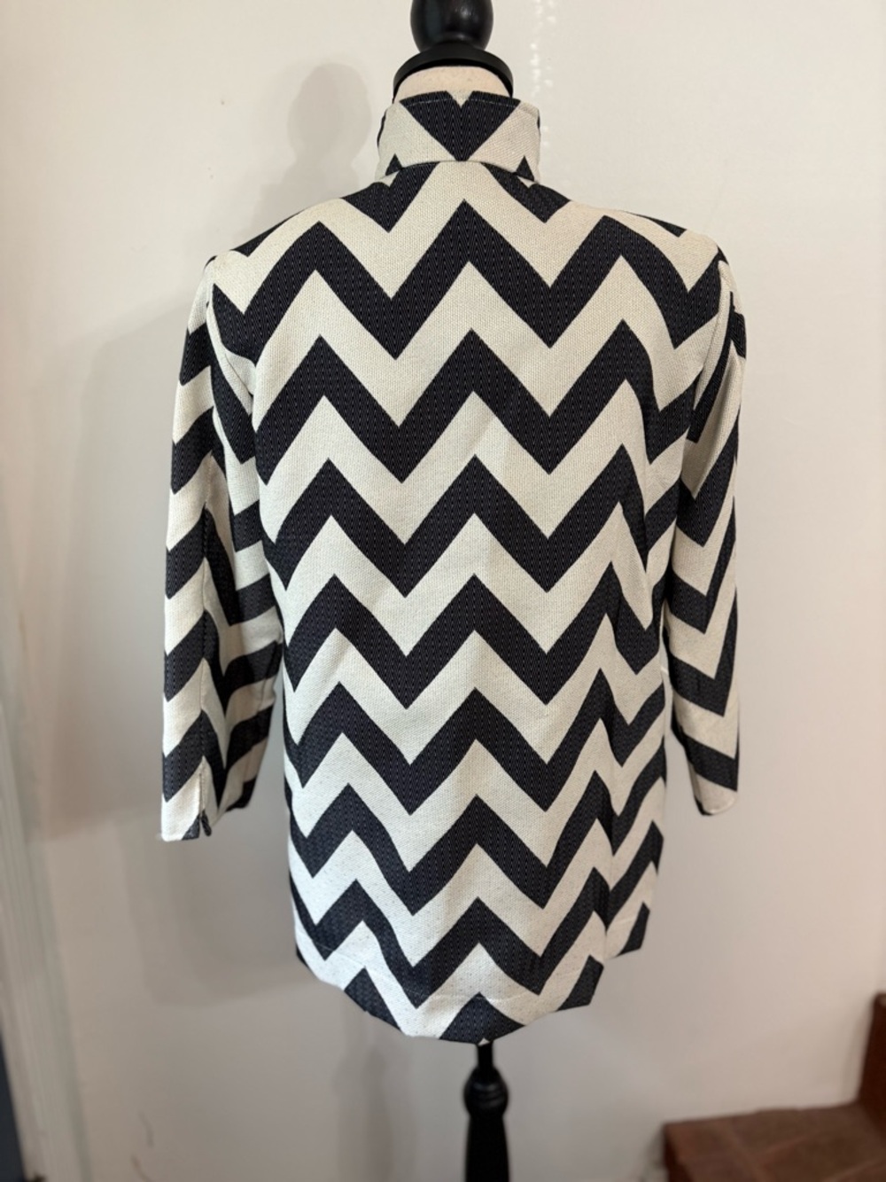 Vintage Painted Pony Chevron Blazer Jacket Black White Red Buttons Size MEDIUM - Picture 3 of 6